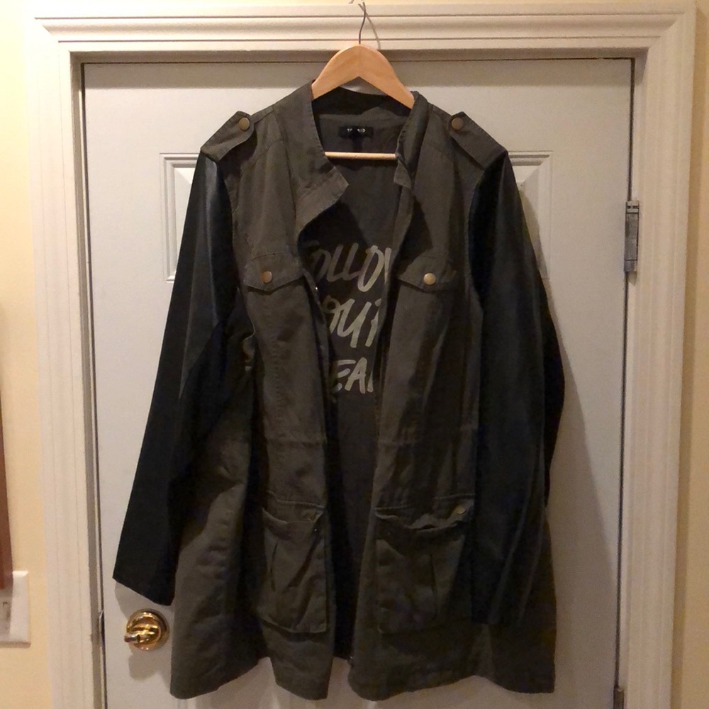 TORRID mixed cargo and leather jacket
